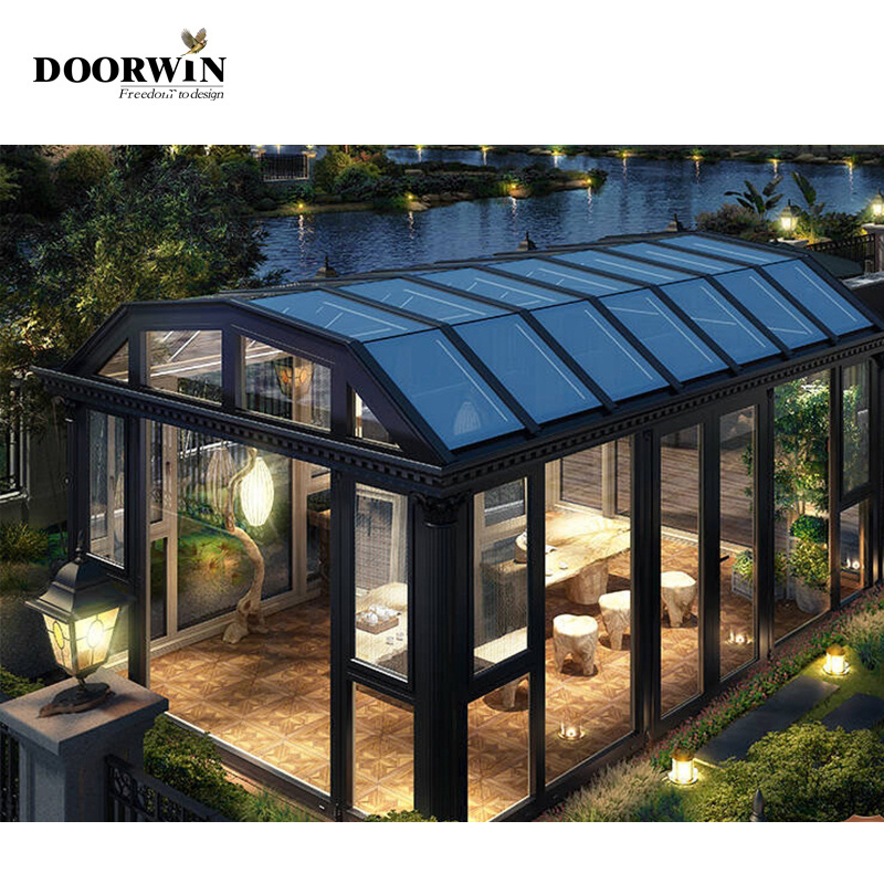 Doorwin new design Prefabricated Winter Garden Patio Enclosure Modern Glass House Free Standing 3 4 Seasons Sun Room