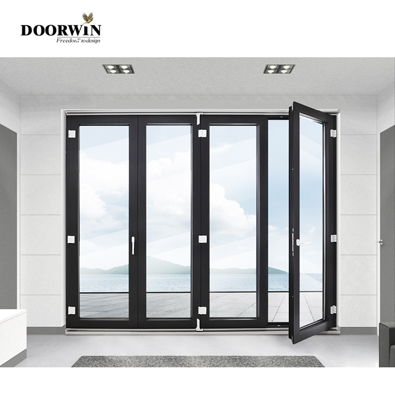 Thermal Break Aluminum 8 Panels bi fold Outdoor Foldable Bi Folding Accordion Doors Patio Glass bi folding Doors