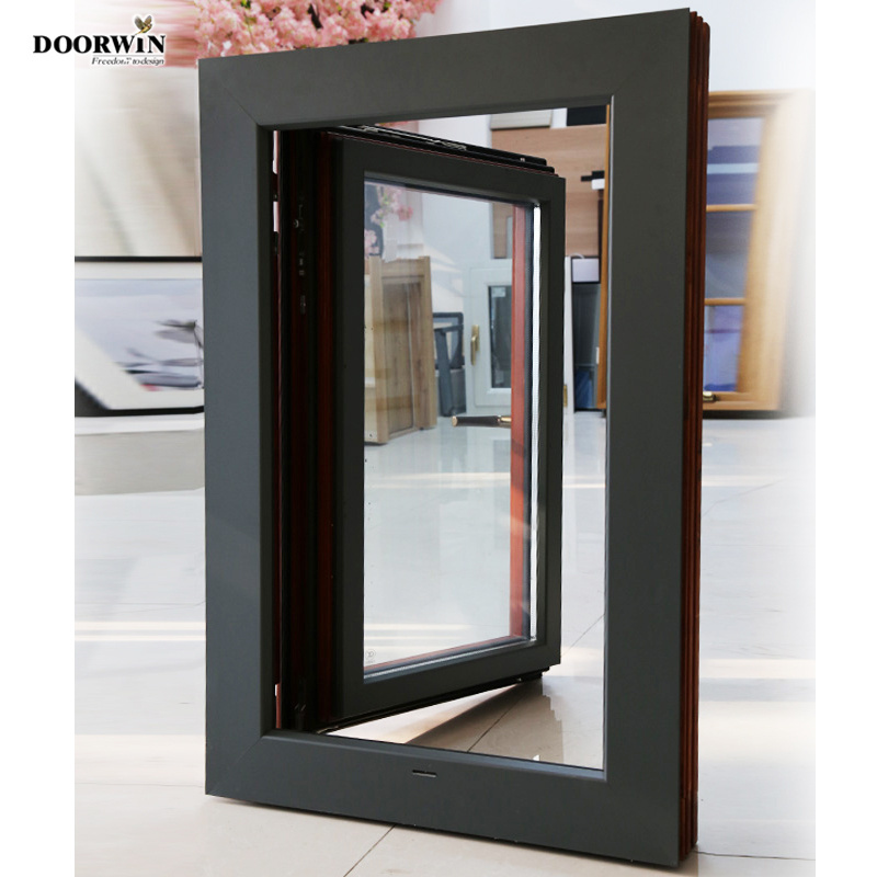 Small Bathroom Window Side Hinged Security Bars Aluminium Double Glass Casement Window Wood Tilt & Turn Window