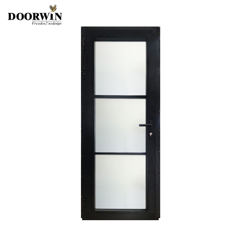 10 years Warranty Aluminum Profile Resistance Aluminum Entry door Hurricane Impact Aluminum Black Glass Casement Door with grill