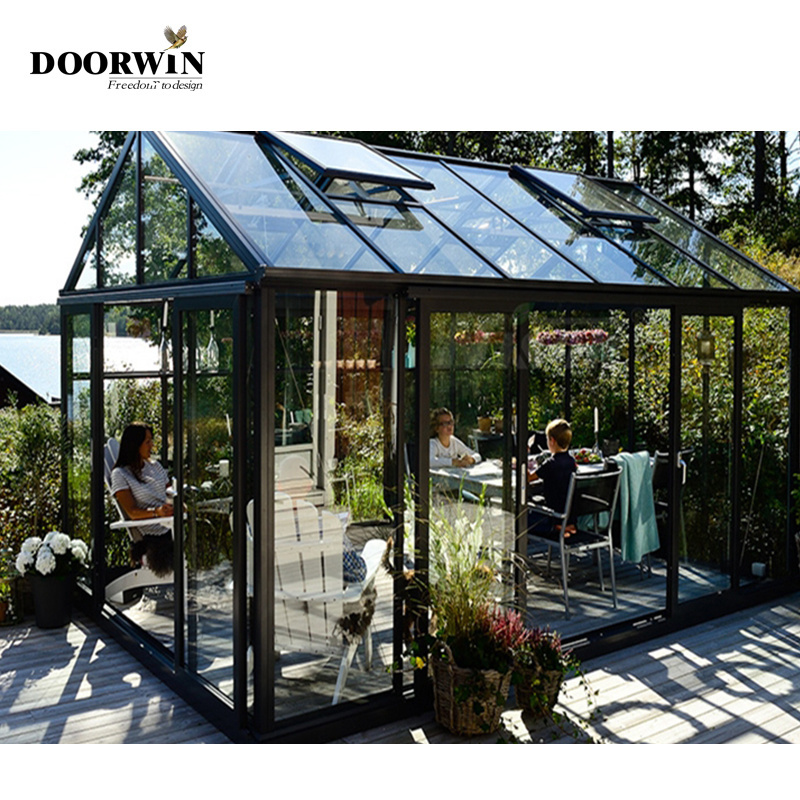 Doorwin new design Prefabricated Winter Garden Patio Enclosure Modern Glass House Free Standing 3 4 Seasons Sun Room