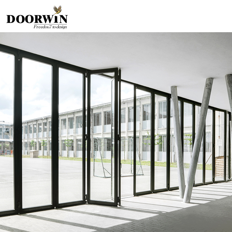 Doorwin Lightweight Aluminium American Standard Folding Accordion Door Bi-fold Exterior Entry Door Folding Glass Doors