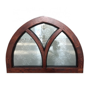 red oak wood arch window aluminium fixed arched transom carving glass window design window