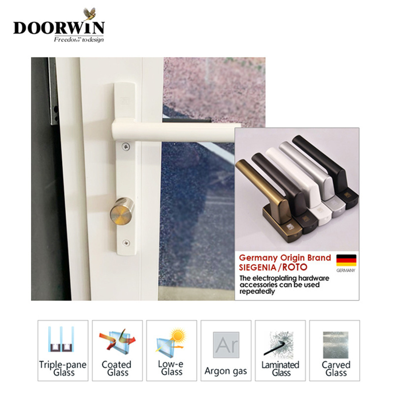 Popular in North America Double Tempered Glass Narrow Frame Thermal Break Aluminum Swing Hinged Door