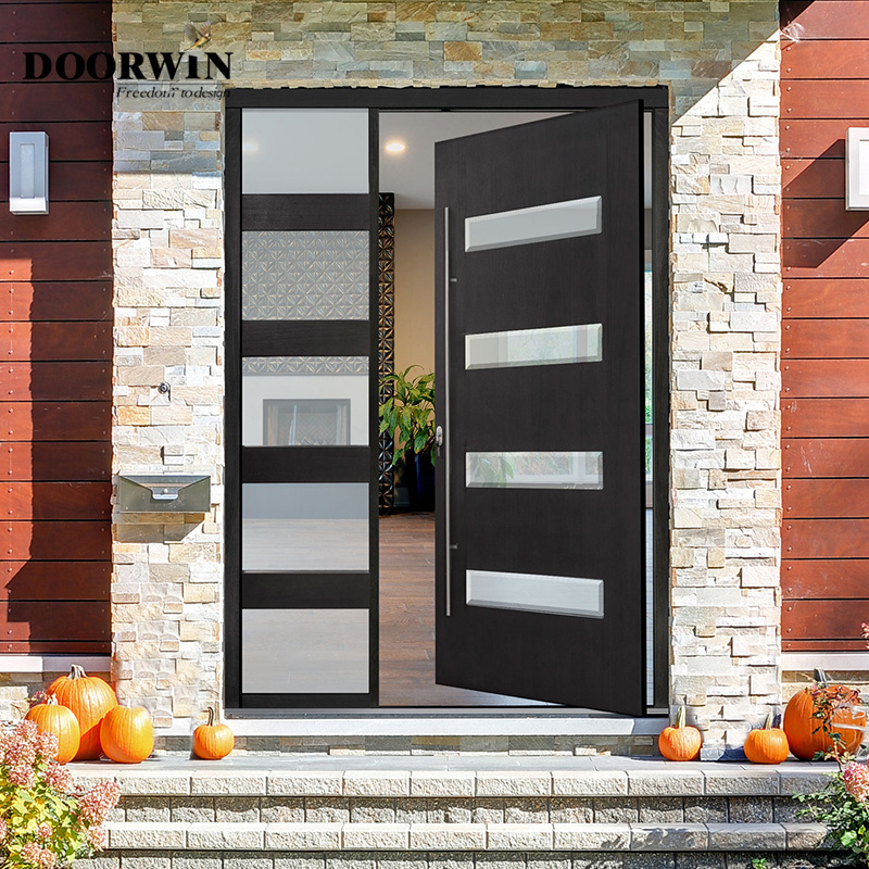 2023 Doorwin traditional customized design oak pine cherry solid wood entry pivot hinged swings both ways doors