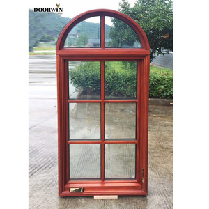 Wood grill design Crank casement windows wood arched window Doorwin California hot sale Round arch window