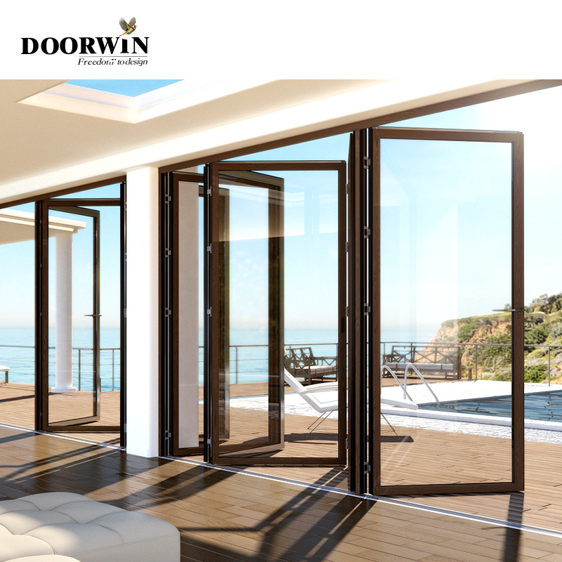 Doorwin Original factory price heat insulation system double triple glazed aluminium sliding folding screen doors