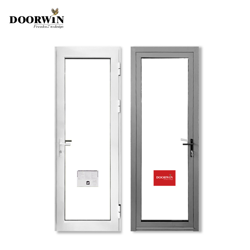 Popular in North America Double Tempered Glass Narrow Frame Thermal Break Aluminum Inswing Hinged Door