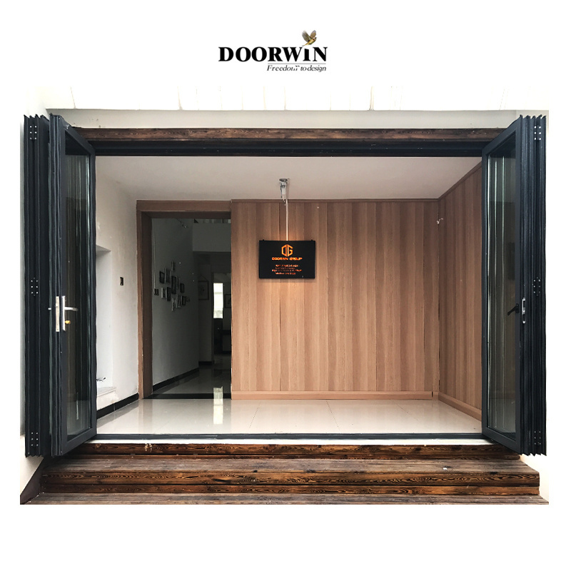 Thermal Break Aluminum Impact proof Soundproof Commercial Exterior Accordion Folding Aluminum Doors Double Glazed BiFolding Door