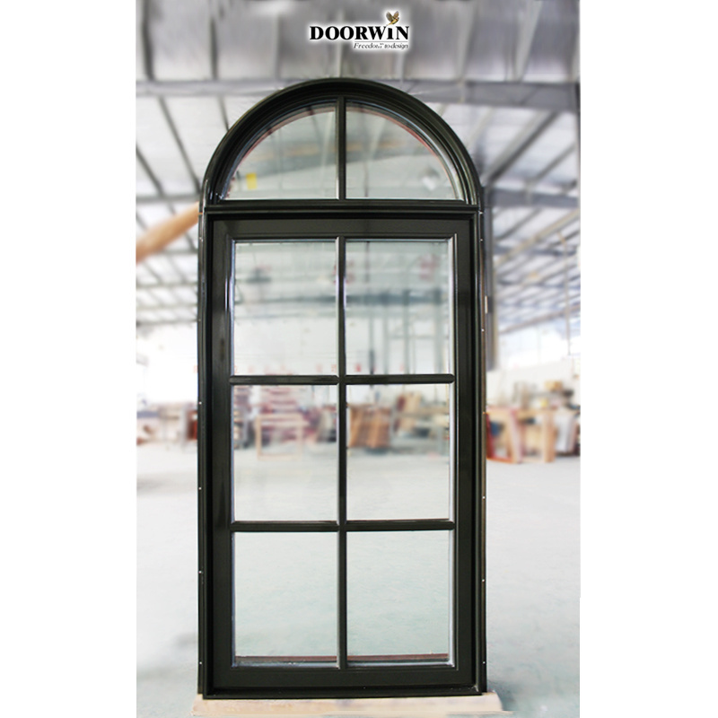 Wood grill design Crank casement windows wood arched window Doorwin California hot sale Round arch window