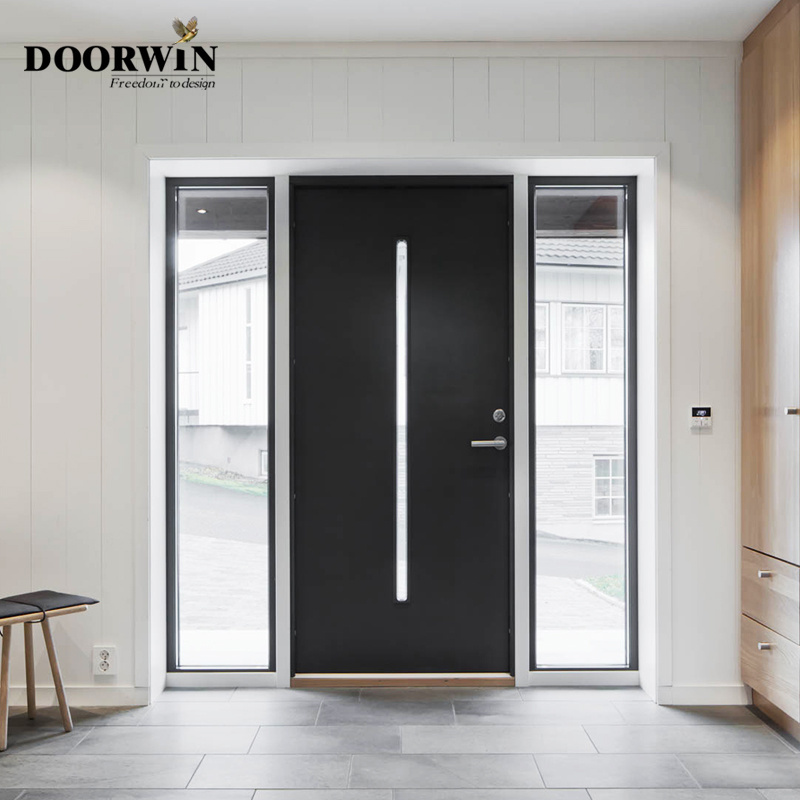 Doorwin China factory supplied top quality glass around doors with side panels arched entrance door solid wood entry door