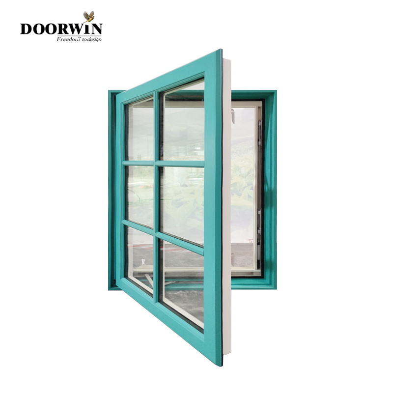 Verified Pro Doorwin American simple design impact resistant aluminium clad wood windows crank open casement windows