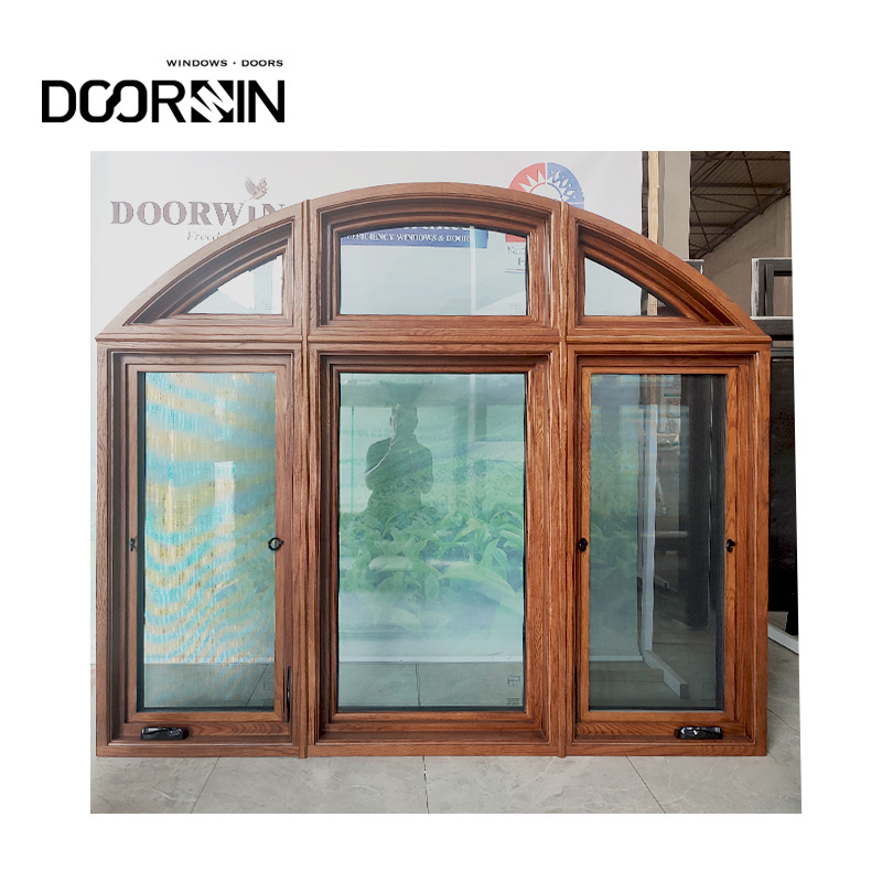 Modern House Window Designs Wood Clad Aluminum Crank Open Casement Window Arch Window For VIlla Arch Shaped Windows