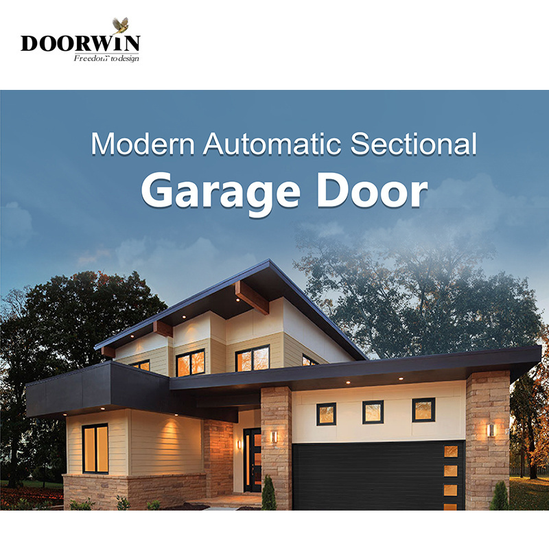 Doorwin Luxury Impact Tempered Aluminum alloy frosted modern new black combined automatic aluminum glass garage door