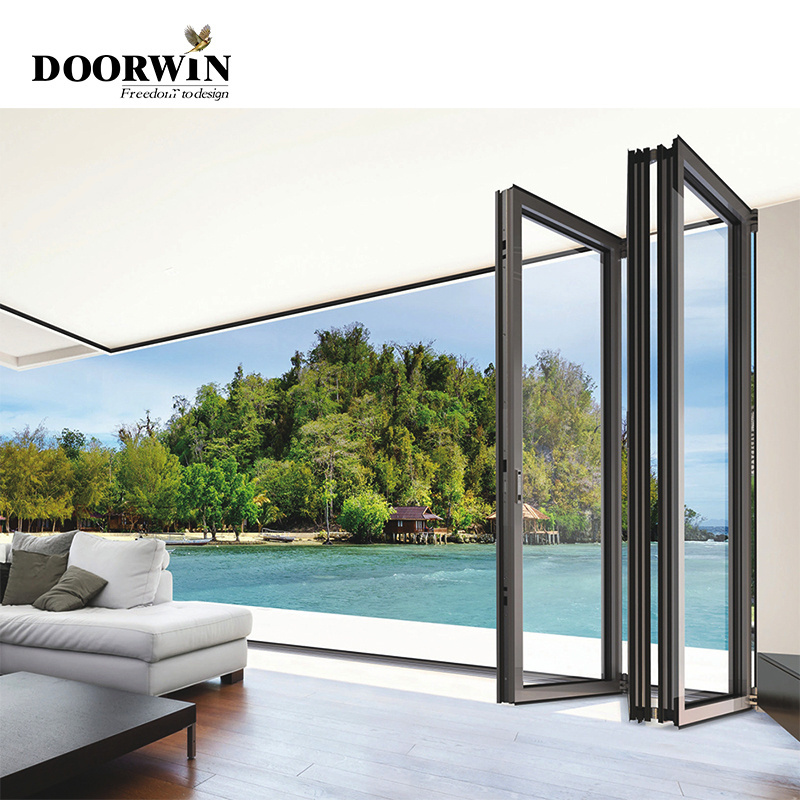 Doorwin Original factory price heat insulation system double triple glazed aluminium sliding folding screen doors