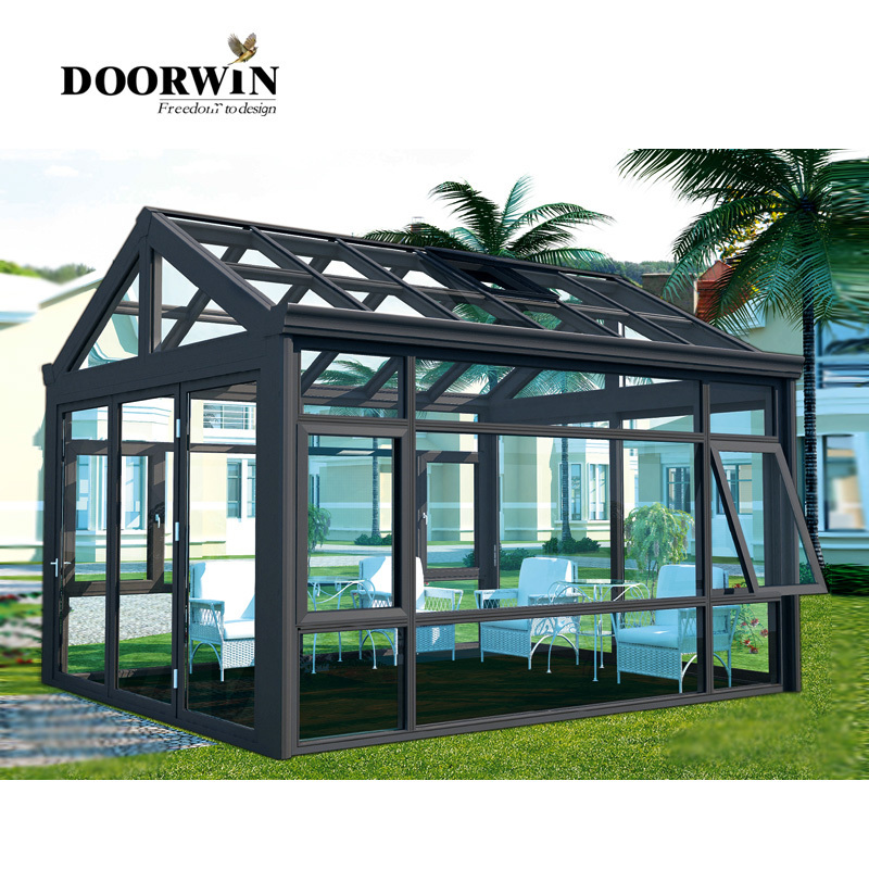 Doorwin China Manufacturer Four Season Solarium Hollow Sun House free standing aluminium glass sunroom