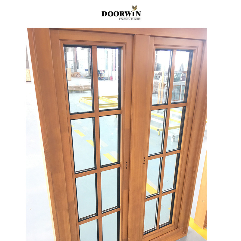 Doorwin Modern Design French Models Dimensions Solid Wooden Arch Teak Wood Aluminium-Wood Clad casement Windows