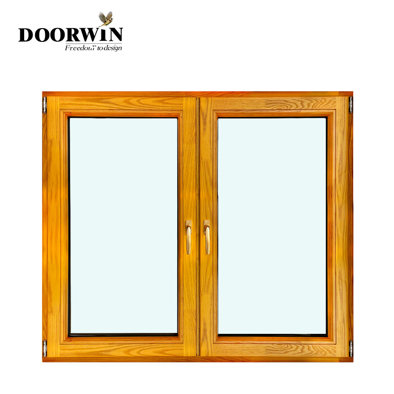 Window supplier Doorwin high quality Low-E figured glass aluminum Wood Tilt turn french window grill design