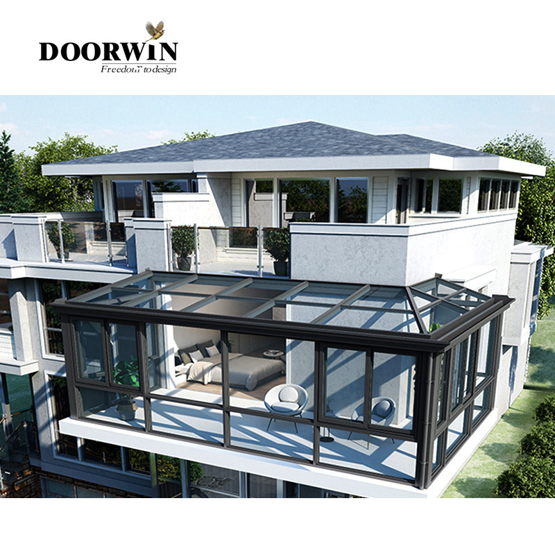 Doorwin China Manufacturer Four Season Solarium Hollow Sun House free standing aluminium glass sunroom