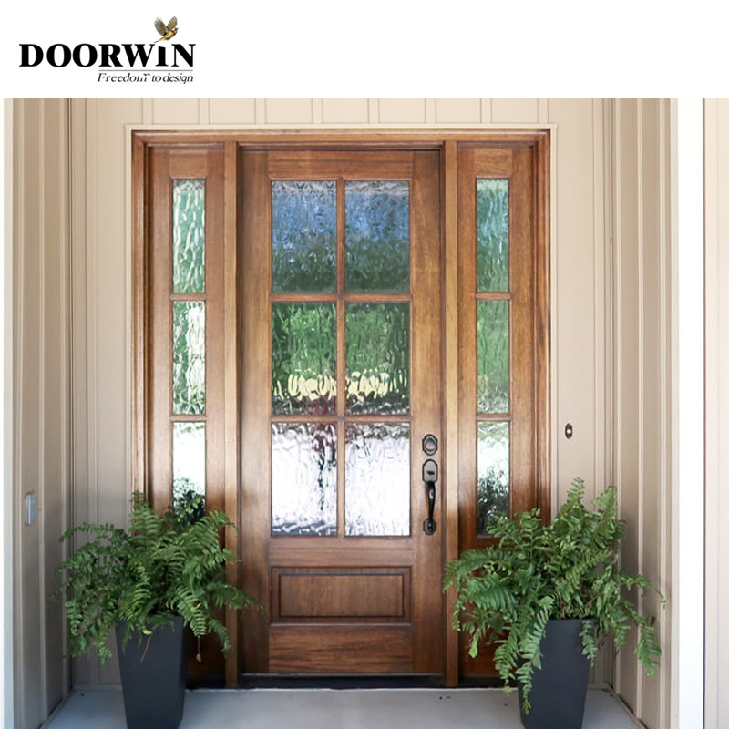 Doorwin China factory supplied top quality glass around doors with side panels arched entrance door solid wood entry door