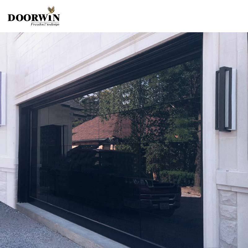 Low Price Modern Residential Vertical Sliding Automatic Control Black Aluminum Glass Garage Door Black/Frosted Glass Garage Door