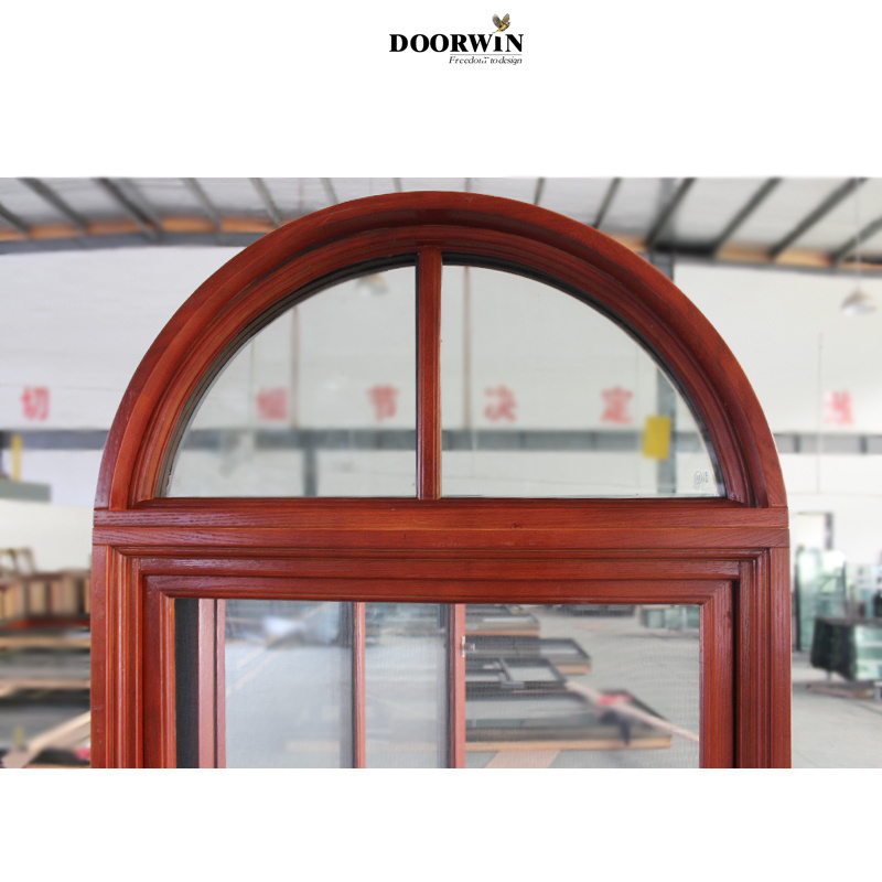 Wood grill design Crank casement windows wood arched window Doorwin California hot sale Round arch window