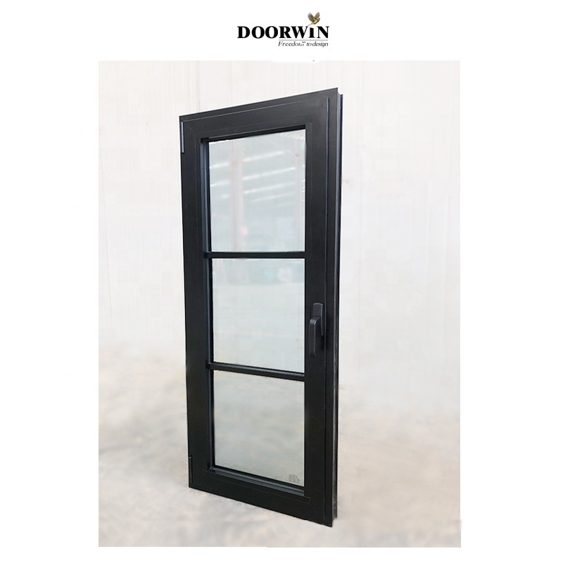 Doorwin Modern Black Aluminum Tilt And Turn Casement Window With Grill Design And Mosquito Net For Homes Aluminum black windows