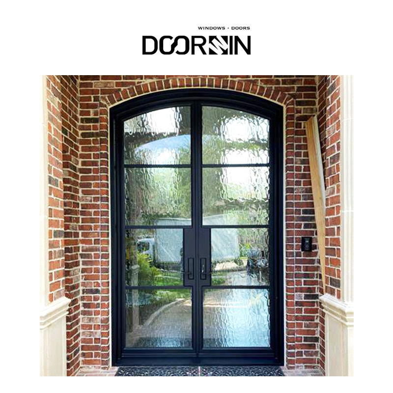 Doorwin Manufacturer Modern double exterior/interior grill door designs glass wrought iron door