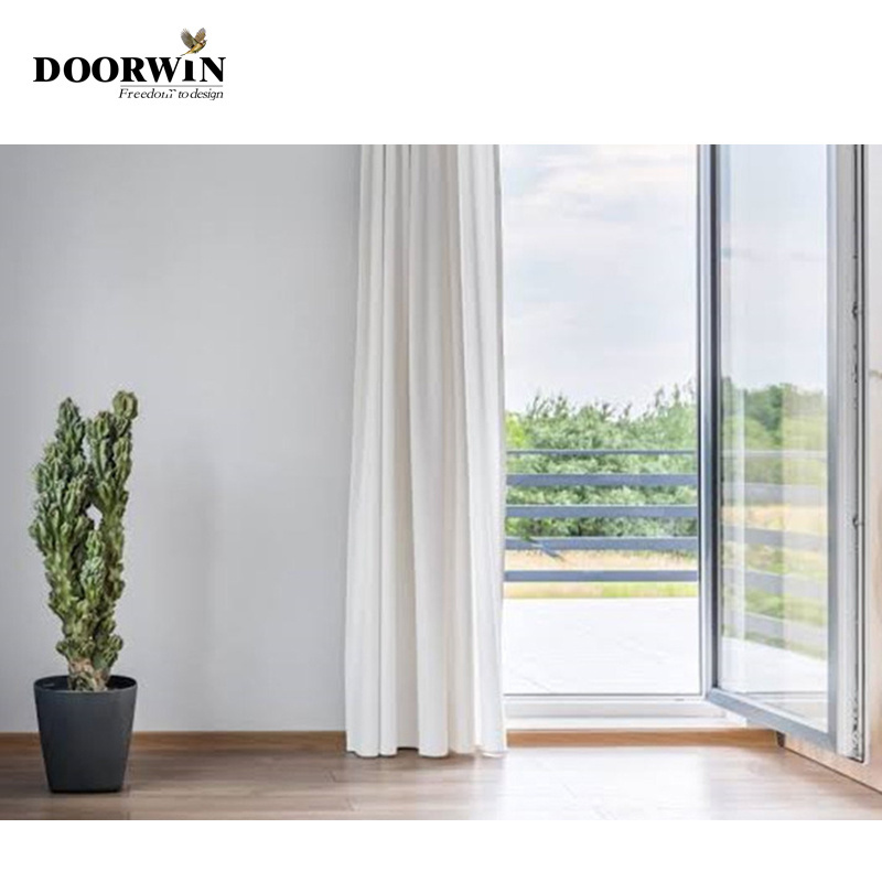 Popular in North America Double Tempered Glass Narrow Frame Thermal Break Aluminum Inswing Hinged Door