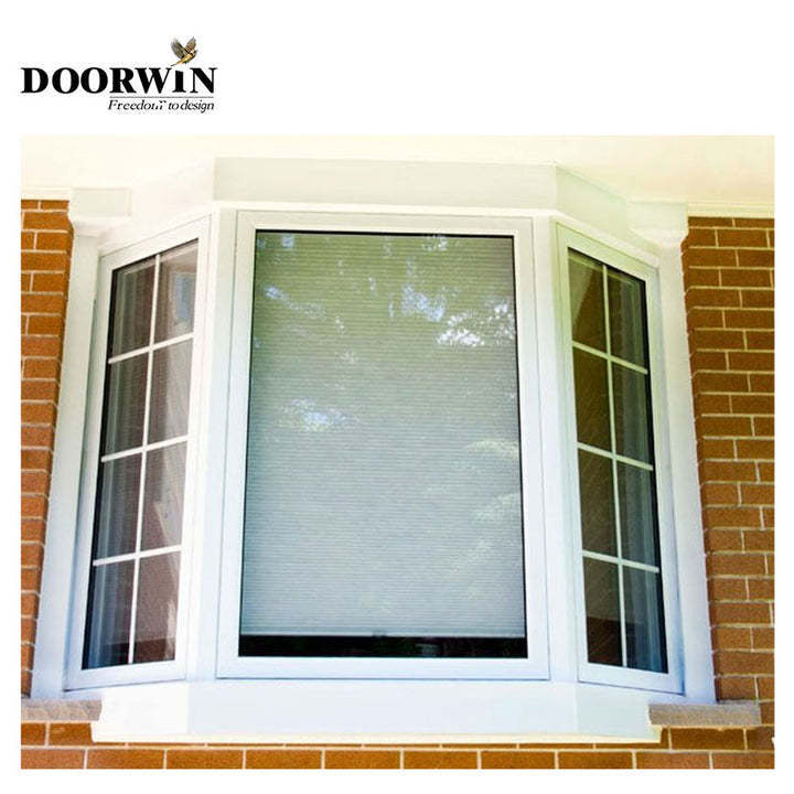 Doorwin New design triangle Aluminum clad wood Fixed Awning glass 6 foot  sliding bay triangle fixed bay-bow window