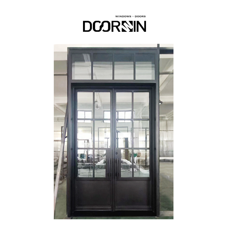 Doorwin Manufacturer Modern double exterior/interior grill door designs glass wrought iron door