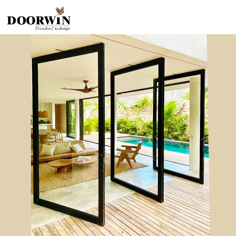 Exterior Black Aluminum Frame Oversized Entry Pivot Doors