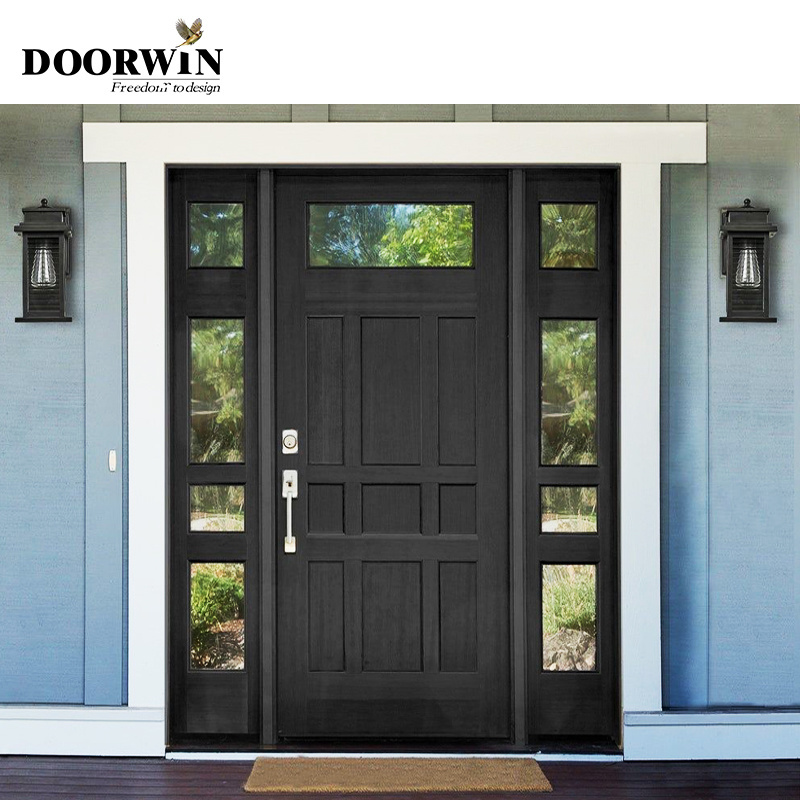 Doorwin China factory supplied top quality glass around doors with side panels arched entrance door solid wood entry door