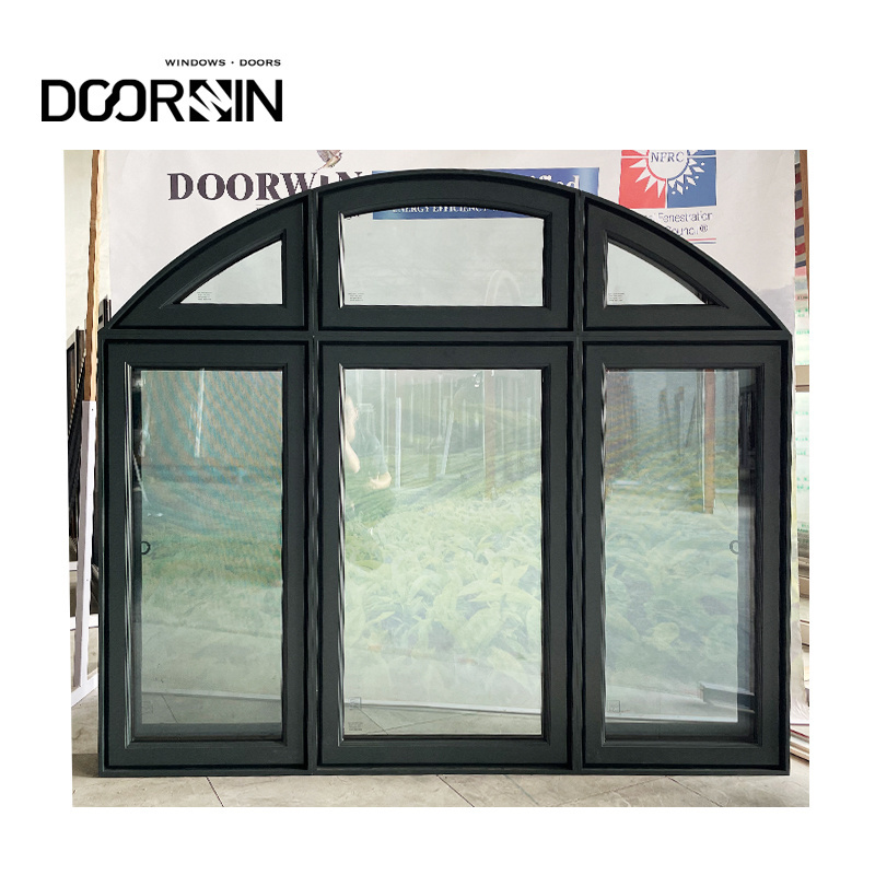 Modern House Window Designs Wood Clad Aluminum Crank Open Casement Window Arch Window For VIlla Arch Shaped Windows