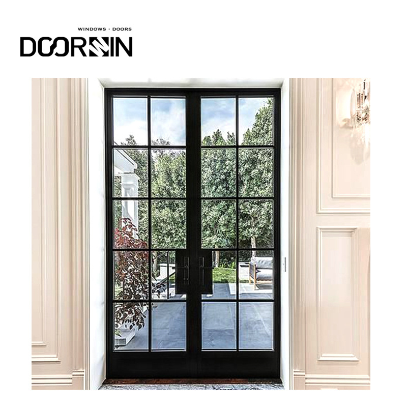 Doorwin Manufacturer Modern double exterior/interior grill door designs glass wrought iron door