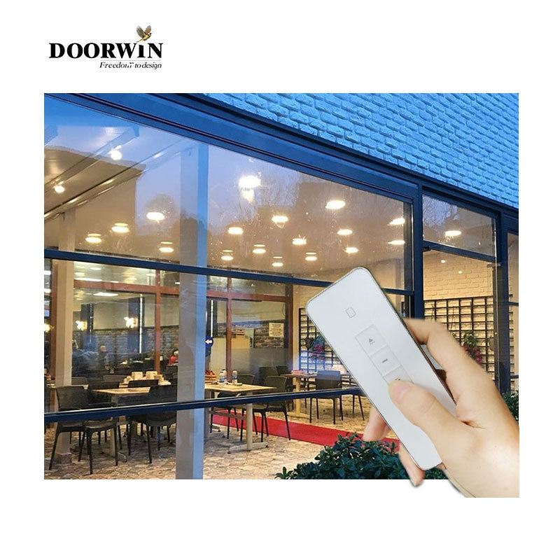 Doorwin Outdoor Retractable Sash Panorama Window Electric Motorized Aluminium Vertical Sliding Guillotine Windows