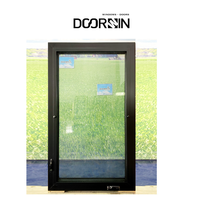 American Style Aluminium Frame Window Residential Double Safe Glass Crank Open Out Swing Window