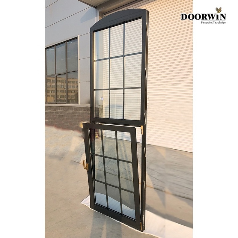 Doorwin Modern Black Aluminum Tilt And Turn Casement Window With Grill Design And Mosquito Net For Homes Aluminum black windows