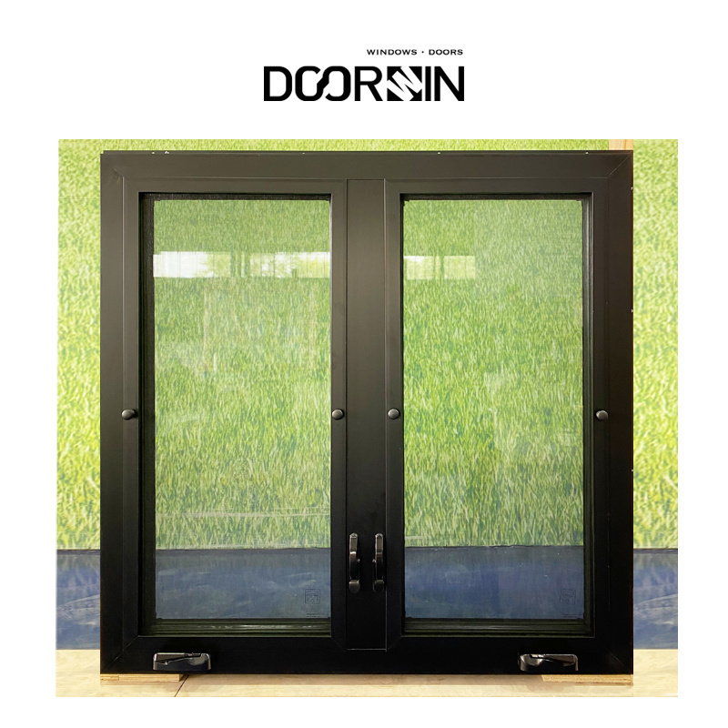 American Style Aluminium Frame Window Residential Double Safe Glass Crank Open Out Swing Window