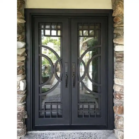 Wholesale Security Exterior Iron Entry Swing Professional Modern Wrought used Commercial Steel Doors with Glass