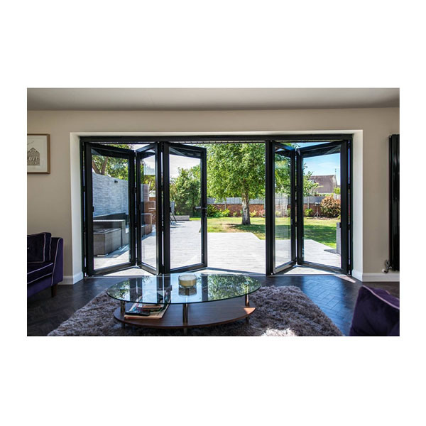 Aluminum alloy double glass sliding folding door with screen