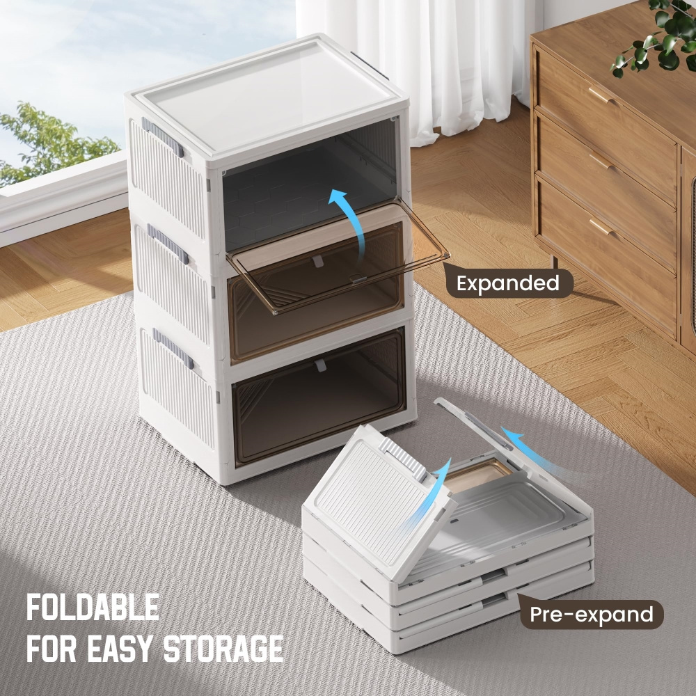 Foldable Stackable Storage Bins with Lids Plastic Storage Bins Closet Organizers and Storage