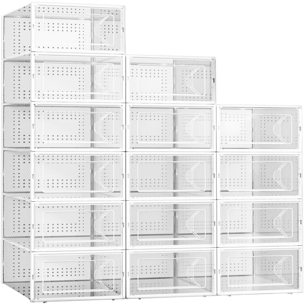 Clear Plastic Stackable Shoe Organizer for Closet Shoe Storage Boxes Shoe Storage Containers