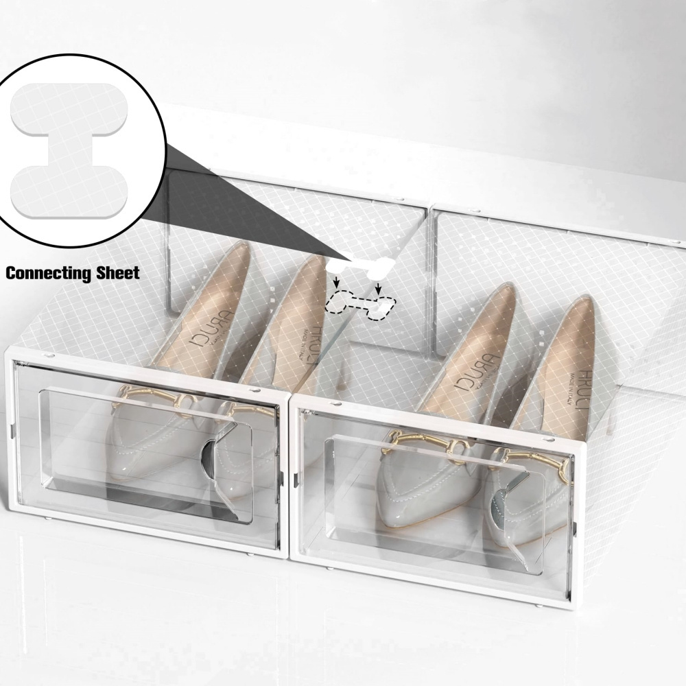 Clear Plastic Stackable Shoe Organizer for Closet Shoe Storage Boxes Shoe Storage Containers