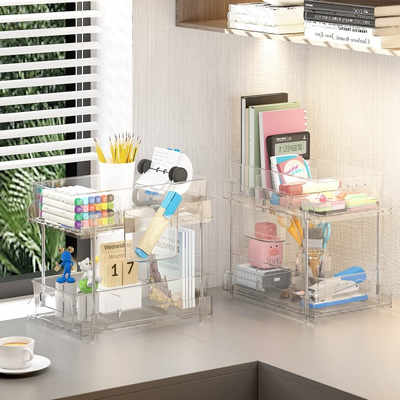 Clear Organizer Drawers Bathroom Cabinet Storage Pull Out Home Organizers Vanity Organizer