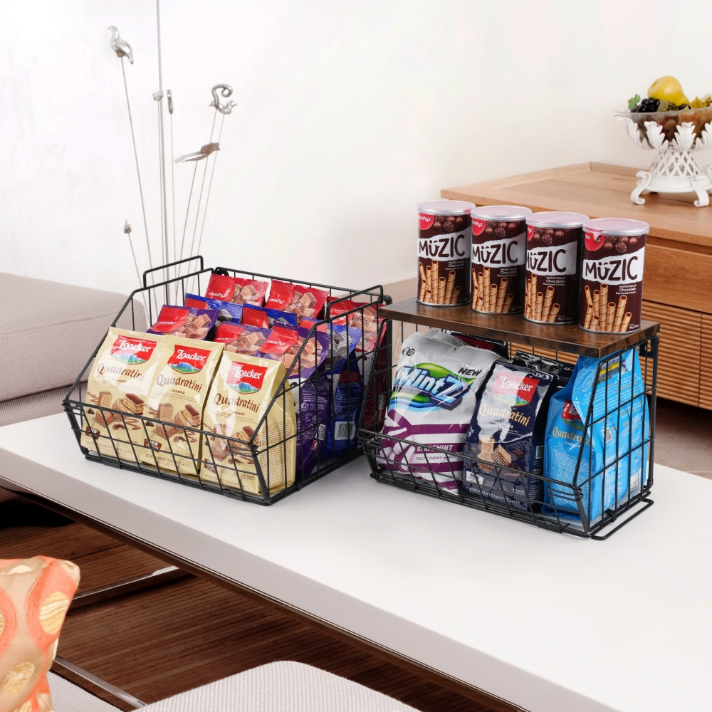 Stackable Wire Mesh Basket Shelf for Kitchen Counter Steel Wire Basket for Storage