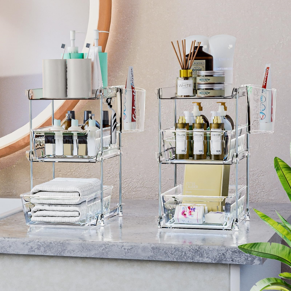 3-Tier Bathroom Under Sink Organizers Multi-Purpose Stackable Kitchen Pantry Organization