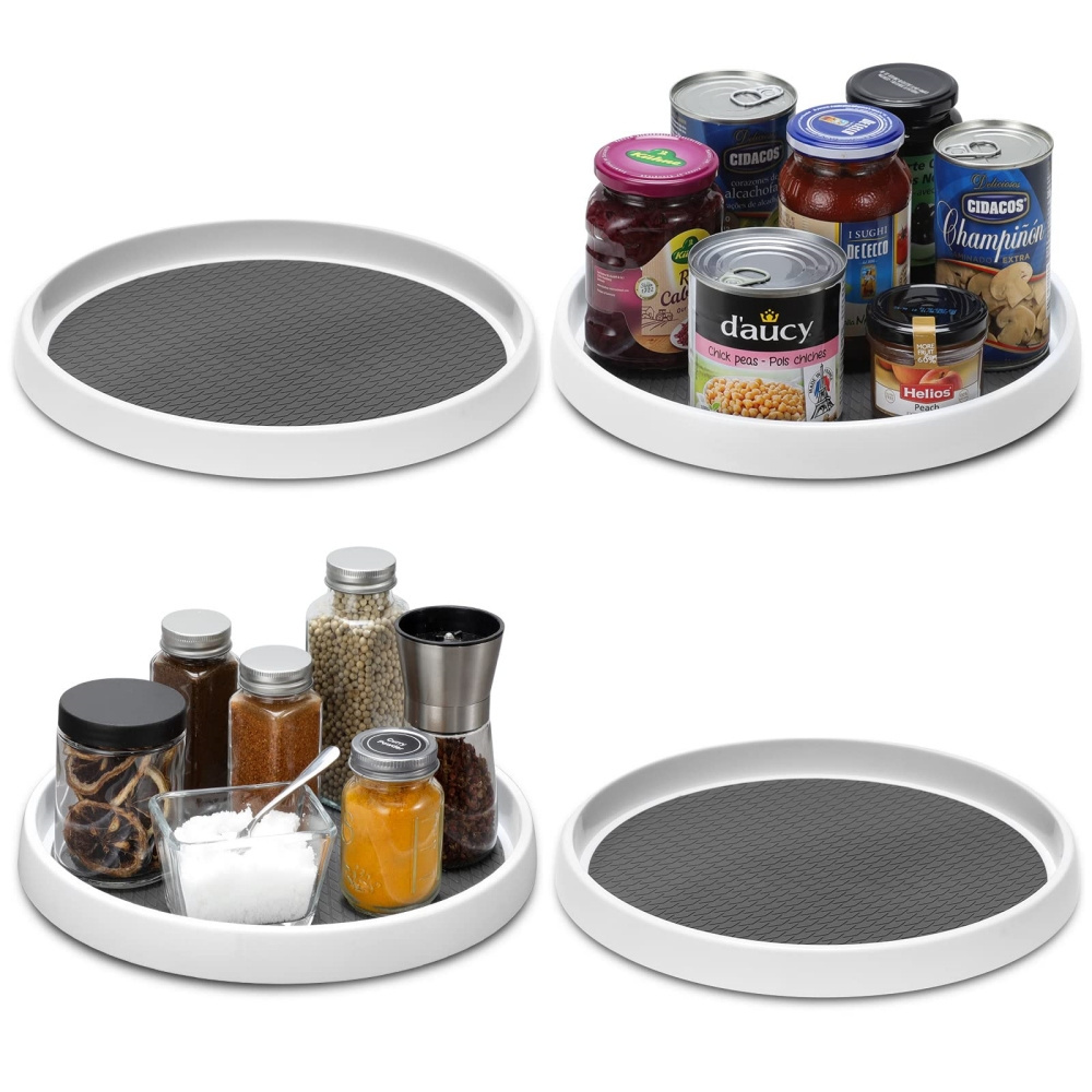 Non-Skid Lazy Susan Organizers Rack for Cabinet Under Sink Organizing Spice Rack Storage