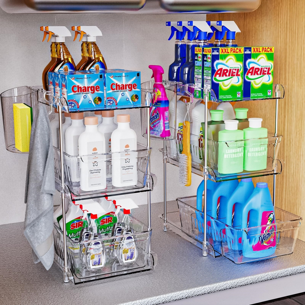 3-Tier Bathroom Under Sink Organizers Multi-Purpose Stackable Kitchen Pantry Organization