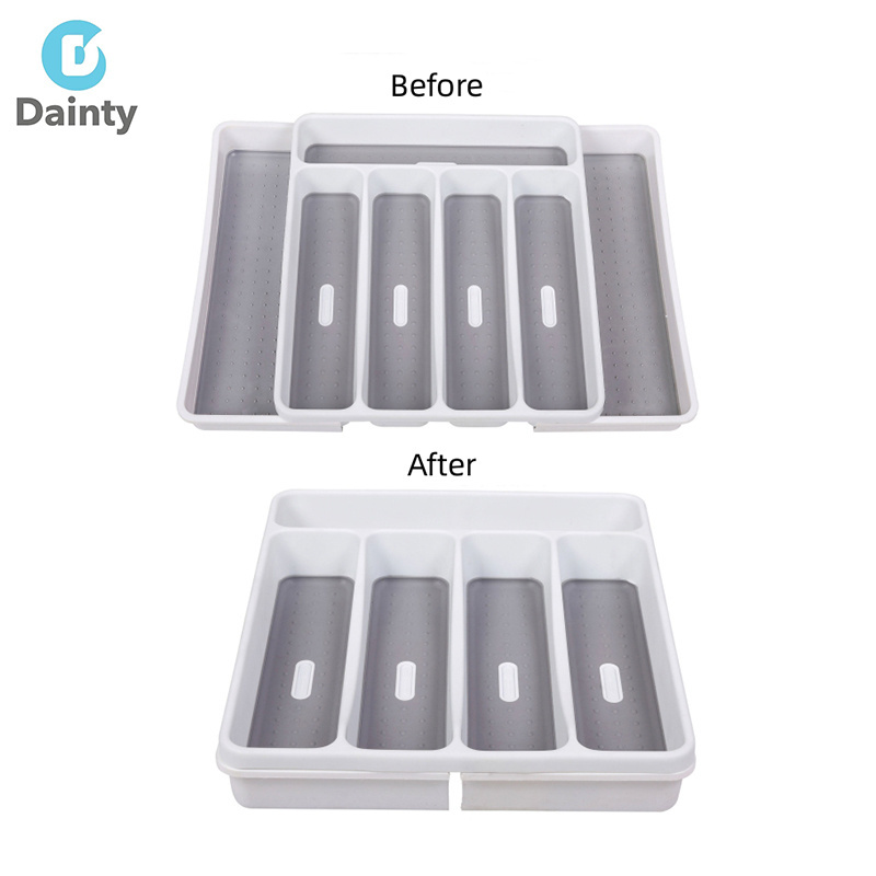 Cutlery Organizer Kitchen Drawer Tray Plastic Flatware Organizers Knife and Fork Storage